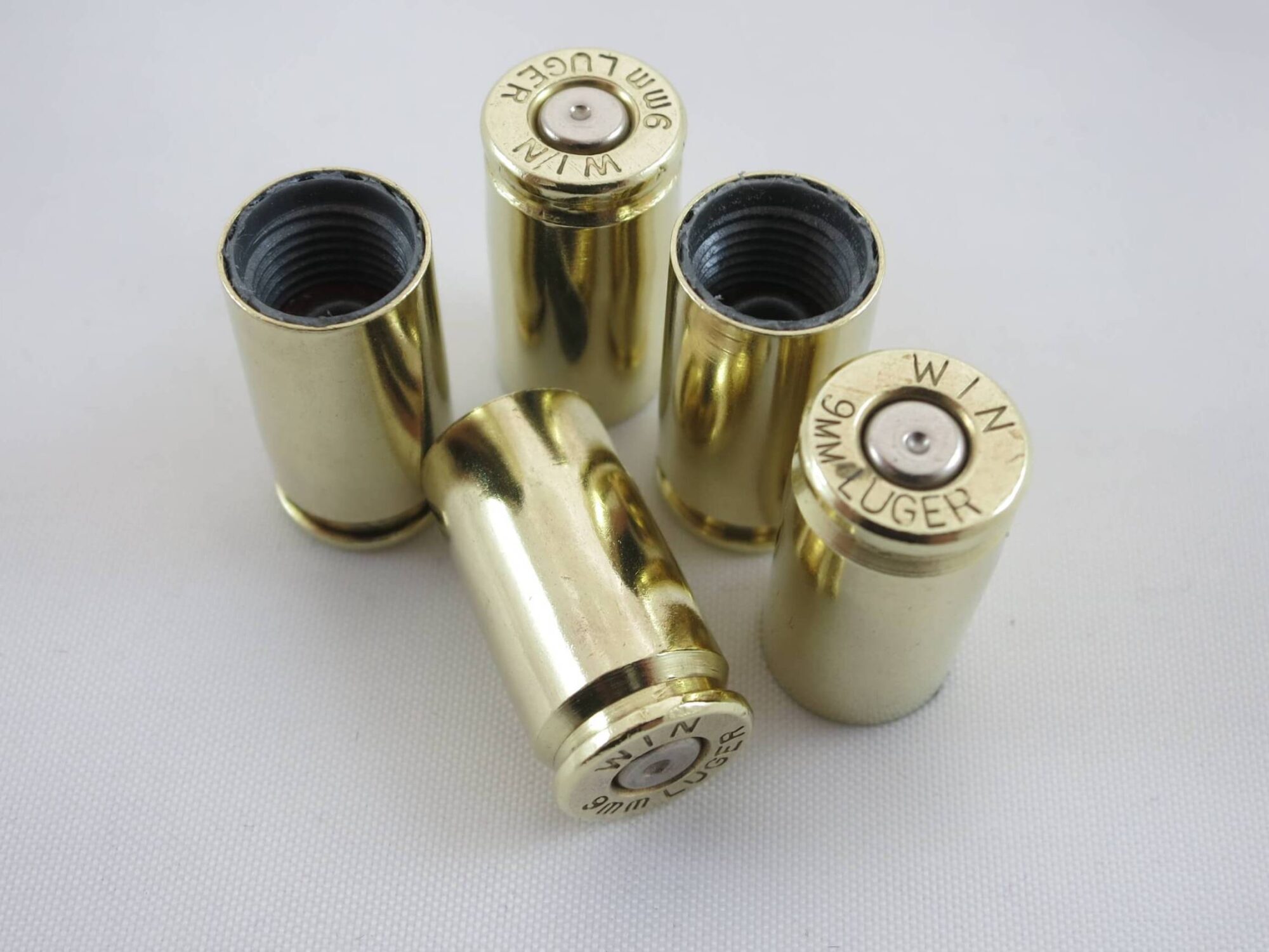 9mm Luger brass case tire valve cap-nickel primer