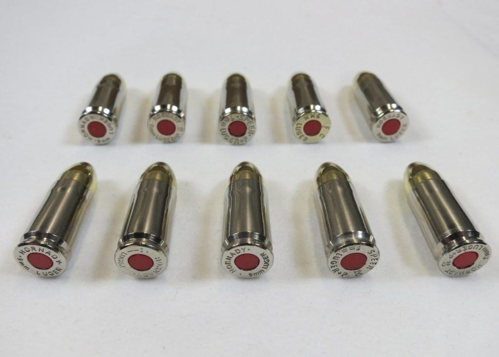 9mm Luger Nickel Real Weight Snap Caps Dummy Training Rounds 10 Pack